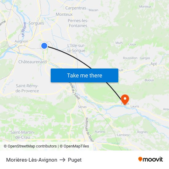 Morières-Lès-Avignon to Puget map
