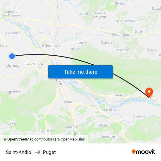 Saint-Andiol to Puget map