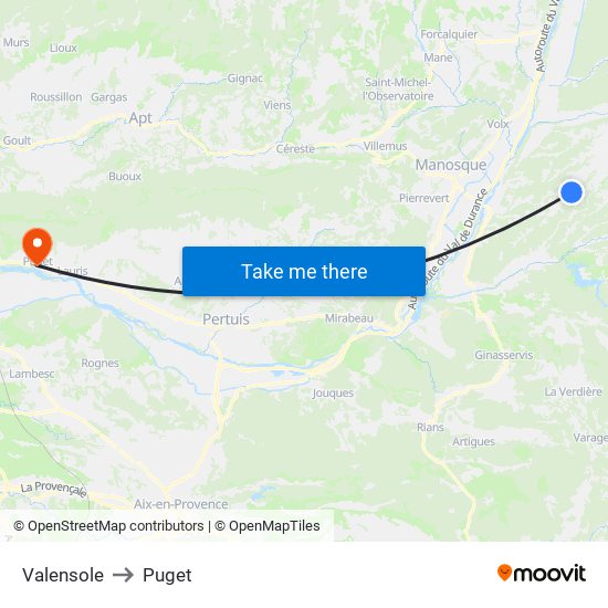 Valensole to Puget map
