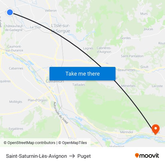Saint-Saturnin-Lès-Avignon to Puget map