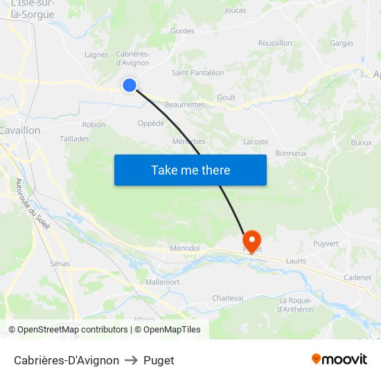 Cabrières-D'Avignon to Puget map