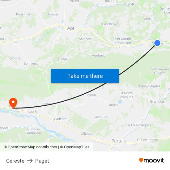 Céreste to Puget map