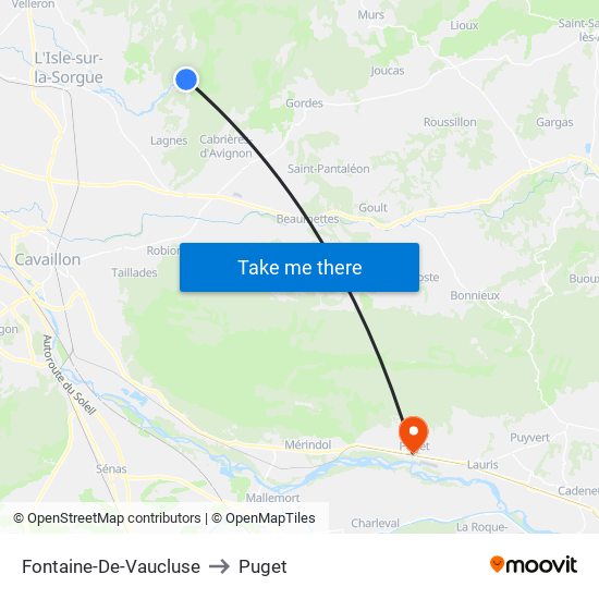Fontaine-De-Vaucluse to Puget map