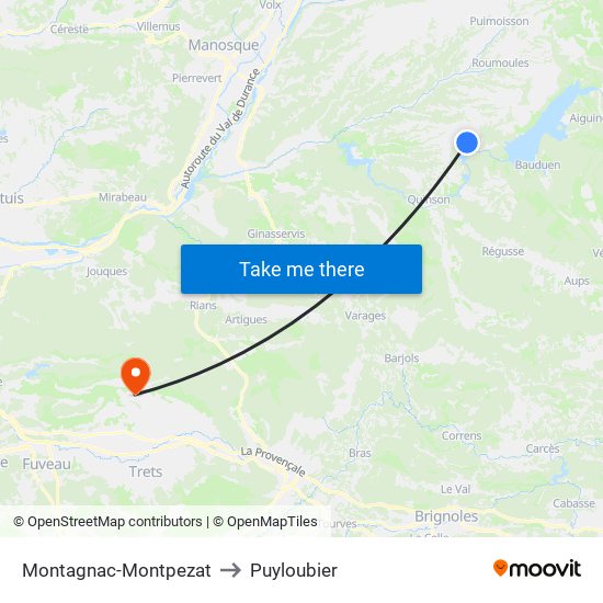 Montagnac-Montpezat to Puyloubier map