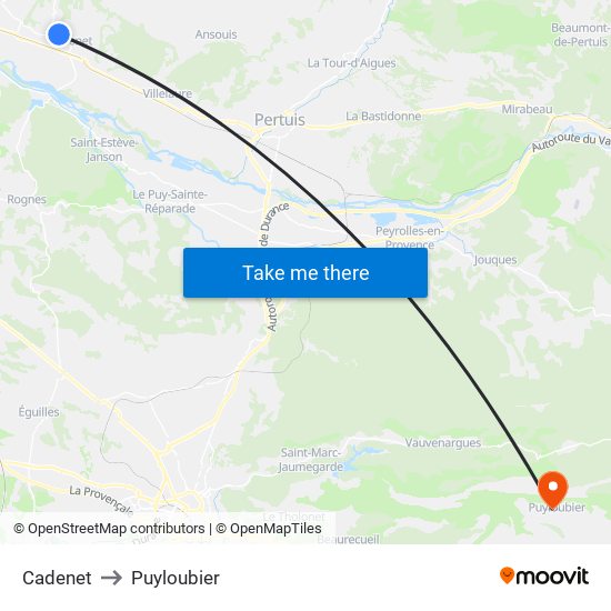 Cadenet to Puyloubier map