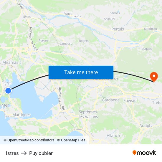 Istres to Puyloubier map