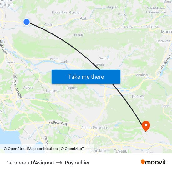 Cabrières-D'Avignon to Puyloubier map
