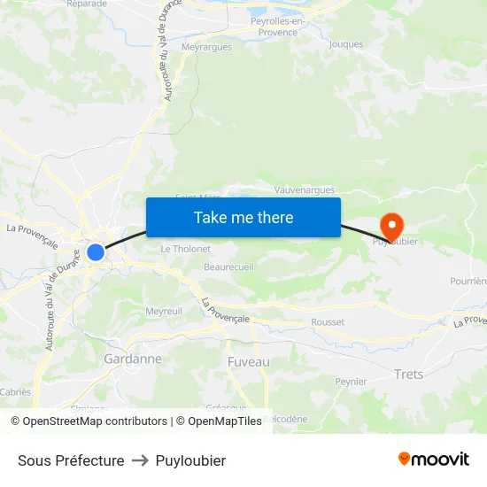 Sous Préfecture to Puyloubier map