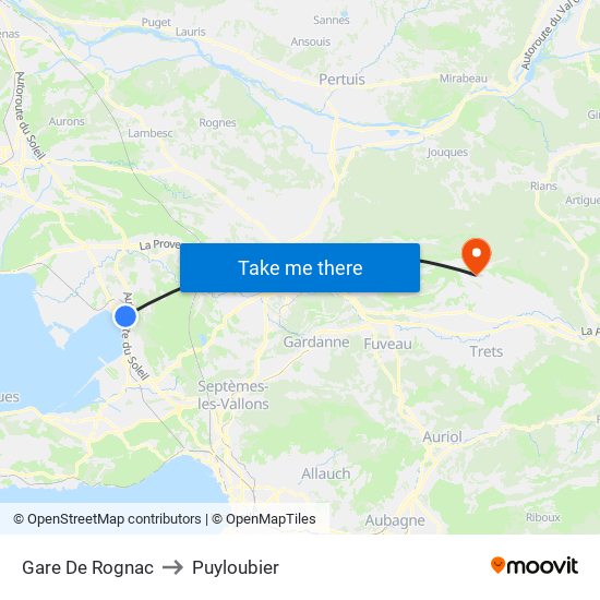 Gare De Rognac to Puyloubier map