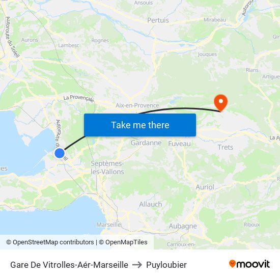 Gare De Vitrolles-Aér-Marseille to Puyloubier map
