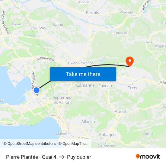 Pierre Plantée - Quai 4 to Puyloubier map