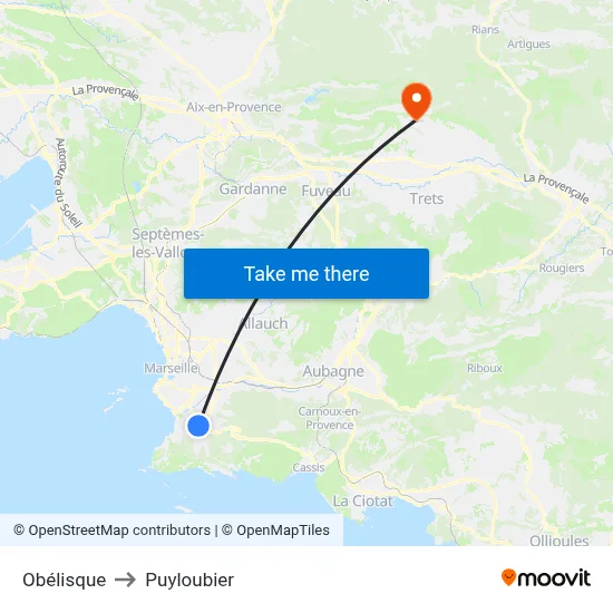 Obélisque to Puyloubier map