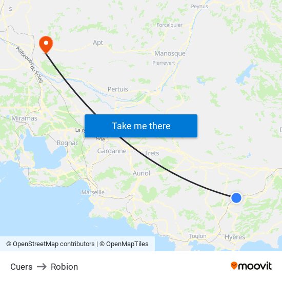 Cuers to Robion map