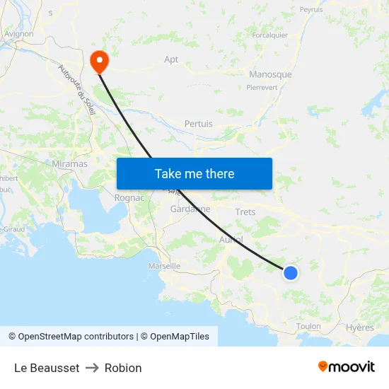 Le Beausset to Robion map