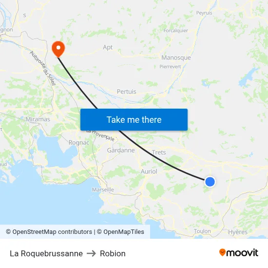 La Roquebrussanne to Robion map