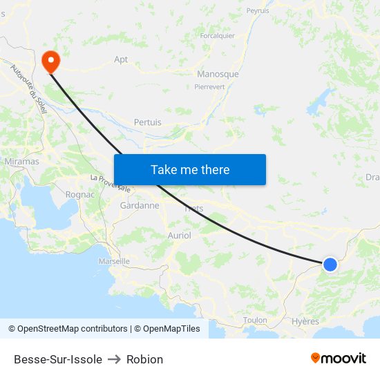 Besse-Sur-Issole to Robion map