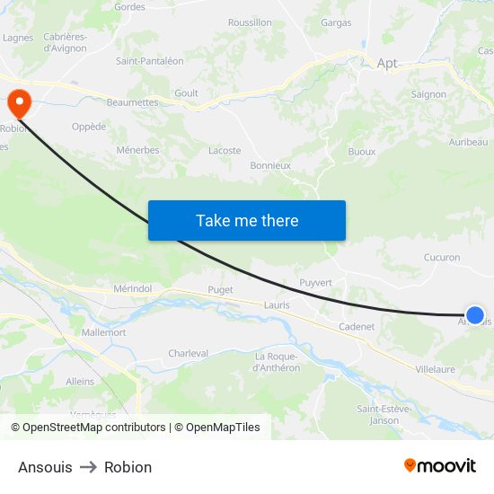 Ansouis to Robion map