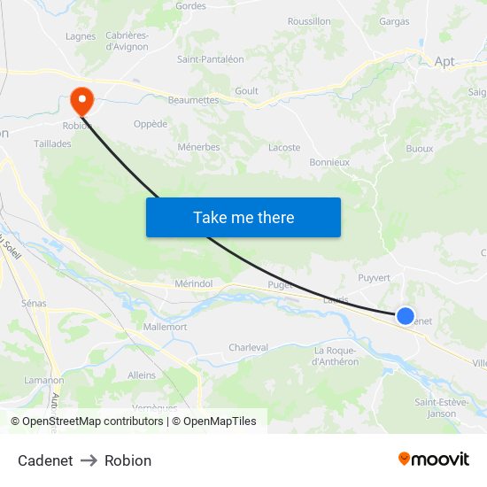 Cadenet to Robion map