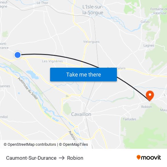 Caumont-Sur-Durance to Robion map