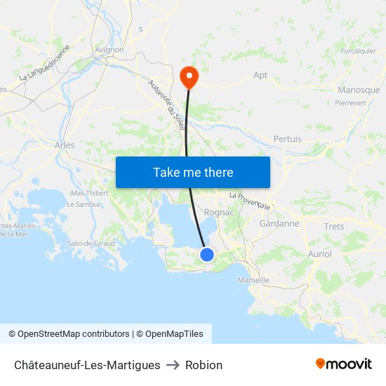 Châteauneuf-Les-Martigues to Robion map