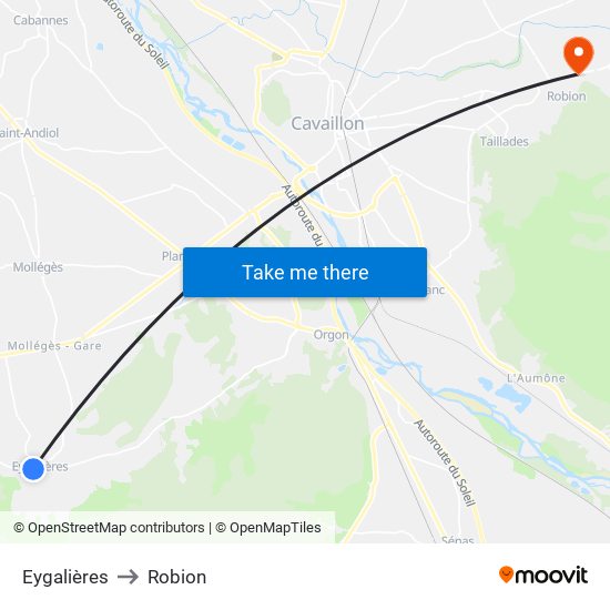 Eygalières to Robion map