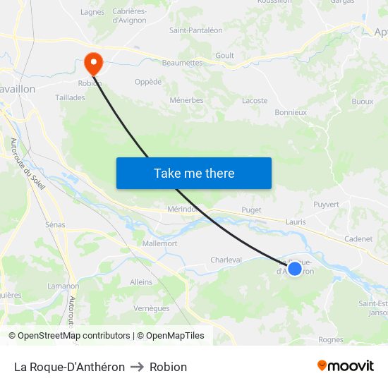 La Roque-D'Anthéron to Robion map