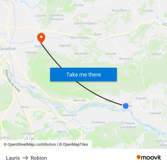 Lauris to Robion map