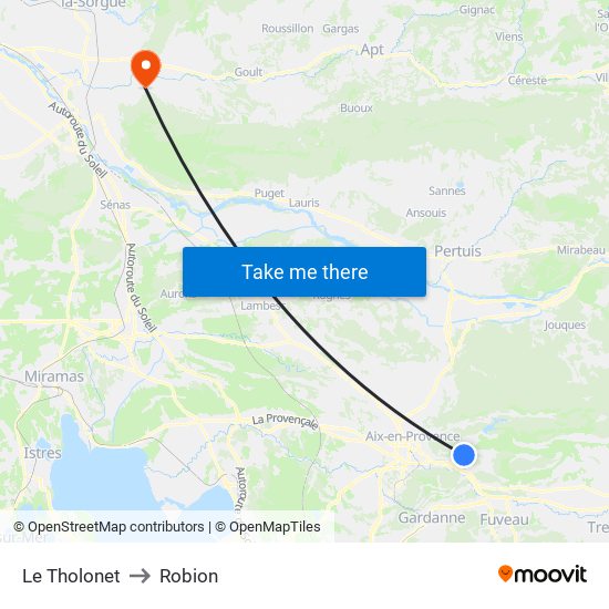 Le Tholonet to Robion map