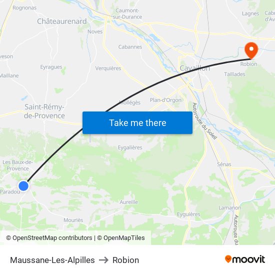 Maussane-Les-Alpilles to Robion map