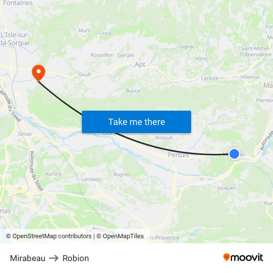 Mirabeau to Robion map