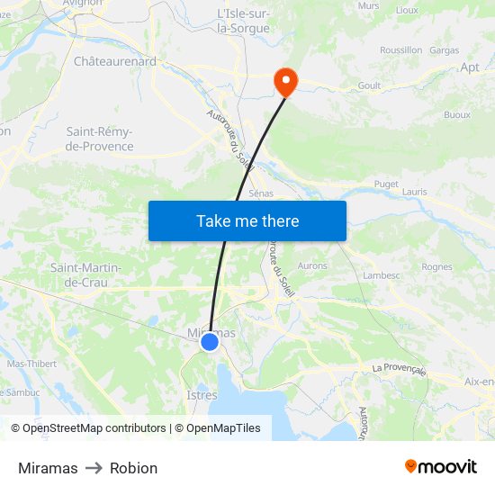 Miramas to Robion map