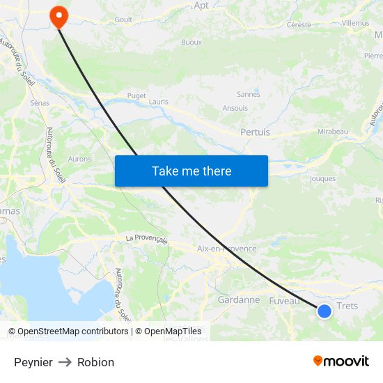 Peynier to Robion map