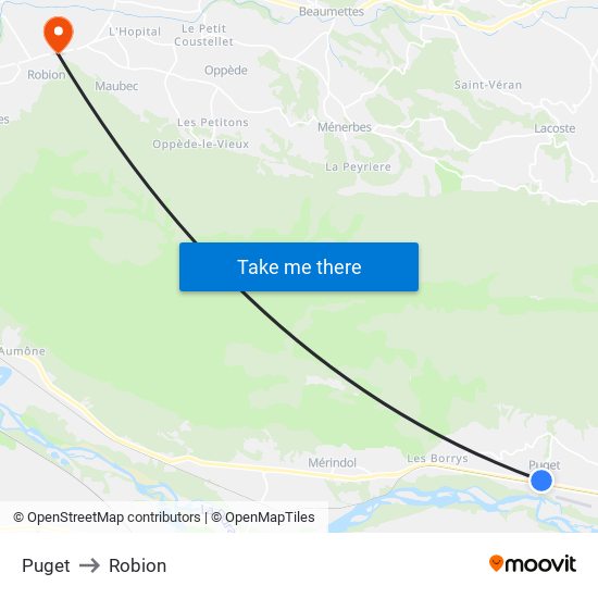 Puget to Robion map