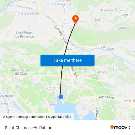 Saint-Chamas to Robion map