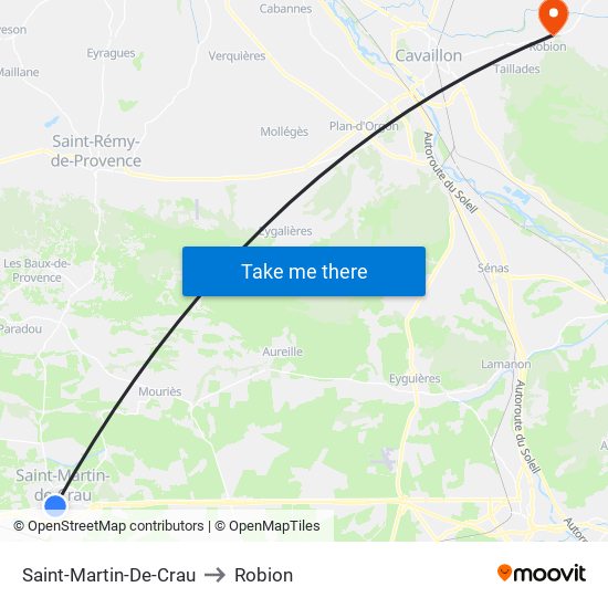 Saint-Martin-De-Crau to Robion map