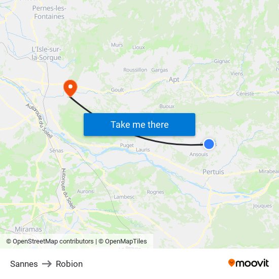 Sannes to Robion map