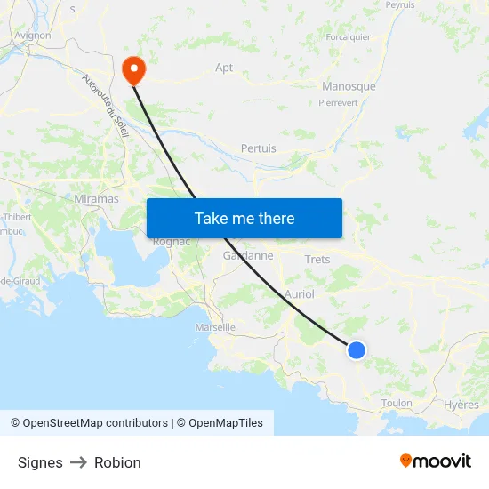 Signes to Robion map