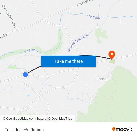 Taillades to Robion map