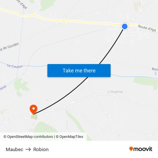 Maubec to Robion map