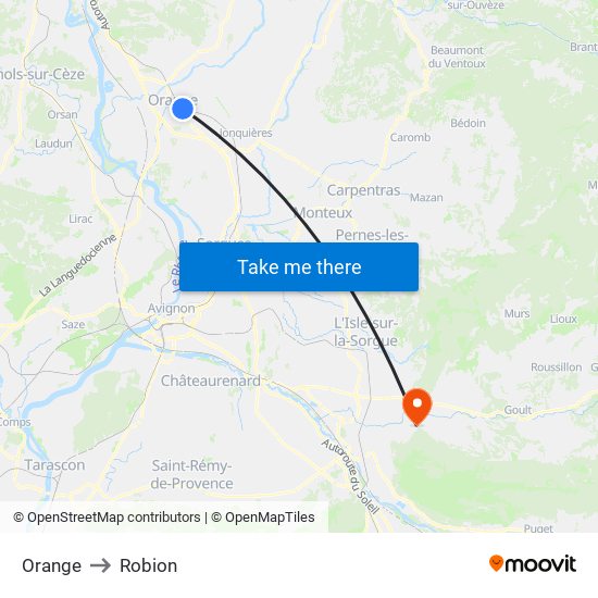 Orange to Robion map