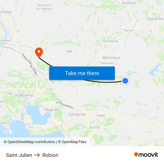 Saint-Julien to Robion map