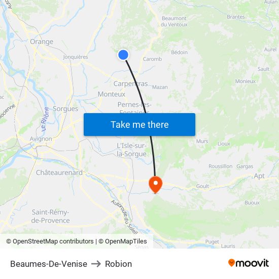 Beaumes-De-Venise to Robion map