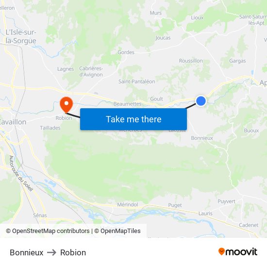 Bonnieux to Robion map