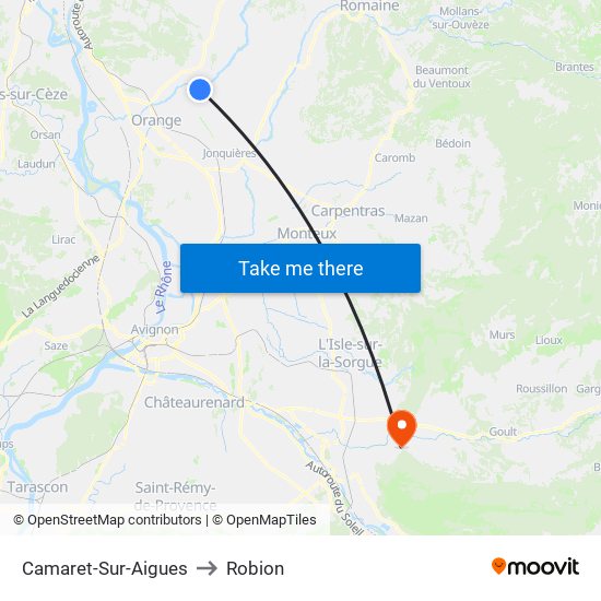Camaret-Sur-Aigues to Robion map