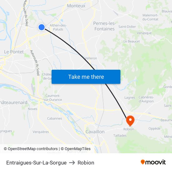 Entraigues-Sur-La-Sorgue to Robion map