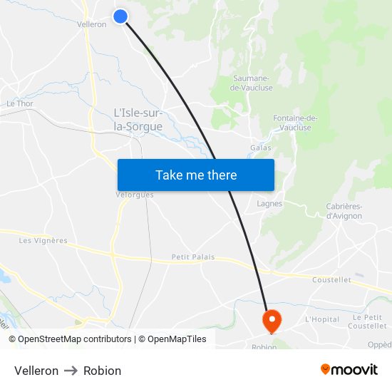 Velleron to Robion map