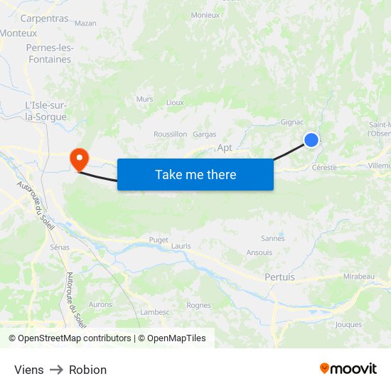 Viens to Robion map