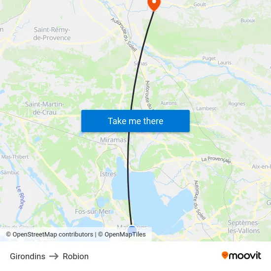 Girondins to Robion map