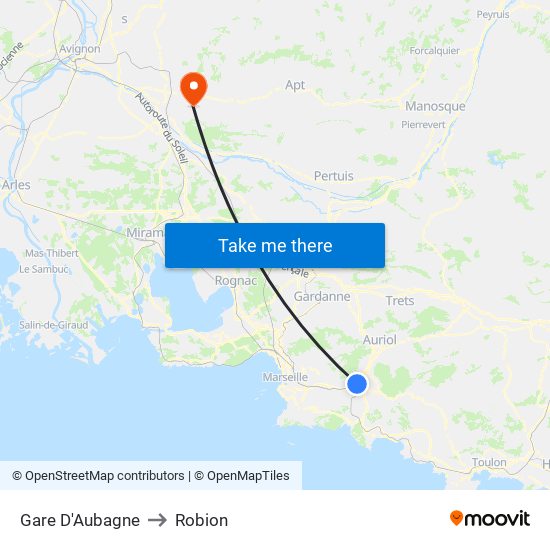 Gare D'Aubagne to Robion map