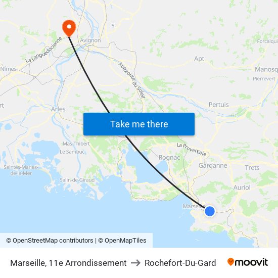 Marseille, 11e Arrondissement to Rochefort-Du-Gard map